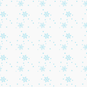 雪花简单无缝图案。白色背景下的蓝色雪。抽象墙纸, 包装装饰。冬季的象征, 圣诞快乐, 新年庆祝矢量插画