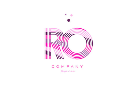 ro r o 字母字母 logo 粉色紫色线图标模板 vecto