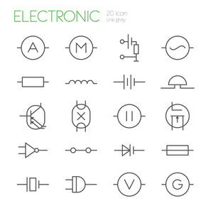 电子元器件线灰色图标
