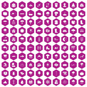 100云彩图标六角紫色
