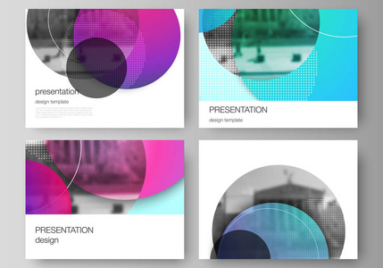 演示文稿幻灯片的可编辑布局的简约抽象向量插图设计业务模板。富有创意的现代明亮的背景与多彩的圈子和圆的形状