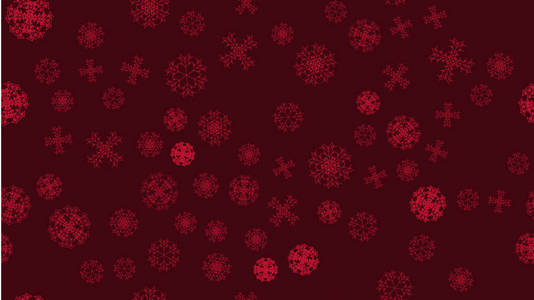 明亮的五颜六色图案纹理的白色雪冬喜庆新年的圣诞节各种抽象的雪花在红色的背景。矢量插图