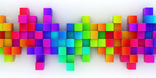 彩虹的七彩块抽象背景3d 渲染