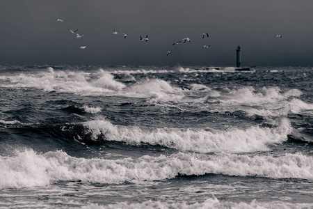 波罗的海在暴风雨的天气