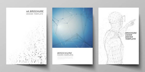 A4 格式的矢量布局现代封面版面设计模板的小册子, 杂志, 传单, 小册子, 年度报告。技术科学未来概念抽象未来主义背景