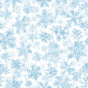 圣诞雪花无缝图案, 白色背景浅蓝色