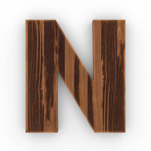 在白色背景上隔离的木质字母 N
