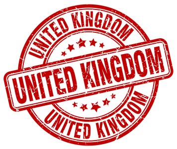统一的王国红色grunge圆形复古橡胶邮票。统一的国王