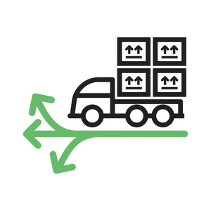 多个交货点在工业海港口的检查点破坏点半色调波纹信使作业图标物流线