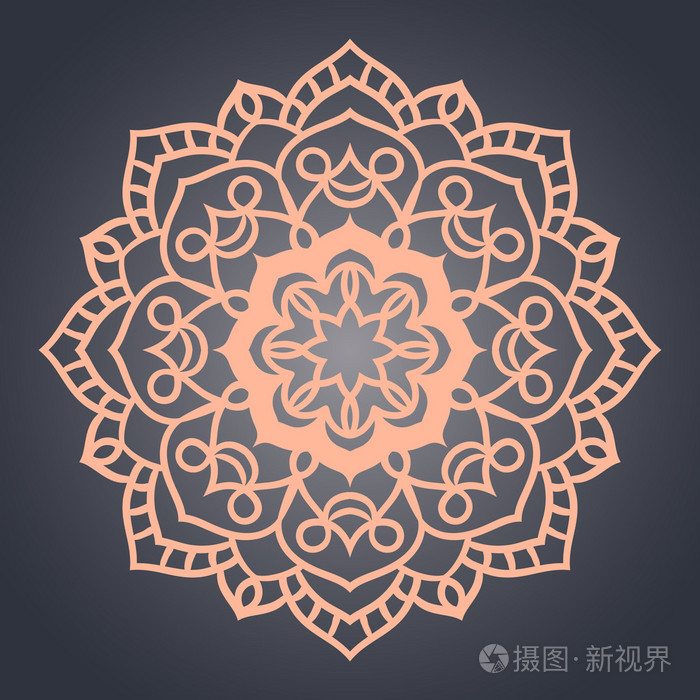 曼陀罗花.民族图案.圆坛城的线路.矢量我