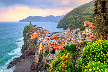 Vernazza 在五渔村，利古里亚，意大利