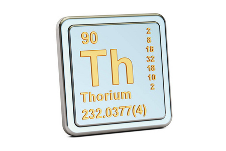 钍 Th，化学元素符号。3d 渲染