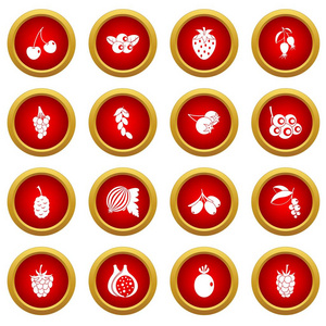 浆果红色圆圈图标集