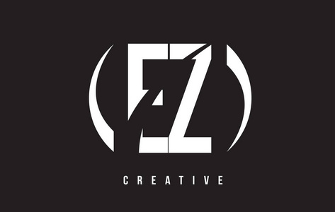 Ez E Z 白色字母标志设计与黑色背景