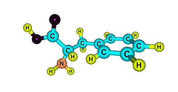 苯丙氨酸分子结构上白色孤立