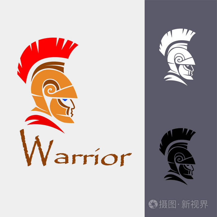 希腊勇士在头盔