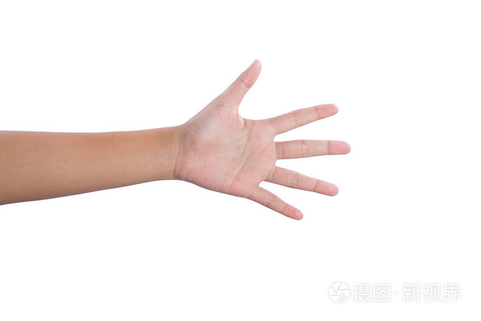 张开手显示五手指被隔绝在白色与修剪路径