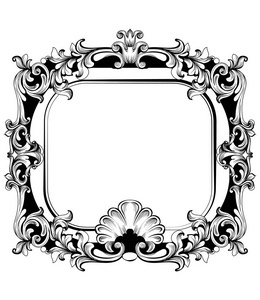 巴洛克式的镜子框架。向量法国豪华丰富复杂的饰品。维多利亚皇家风格装饰