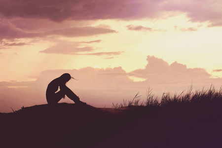 忧心忡忡的女士图片