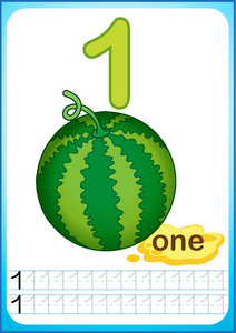 成熟浆果和水果的收获.我们数和写数字从1到10照片