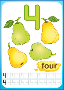 成熟浆果和水果的收获.我们数和写数字从1到10照片