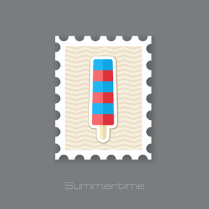 冰激淋邮票。夏天。度假