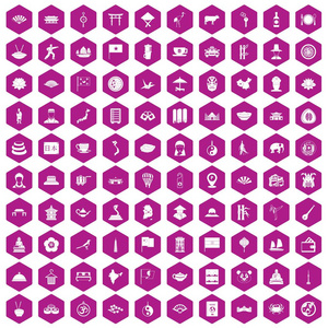 100碟形图标六角紫