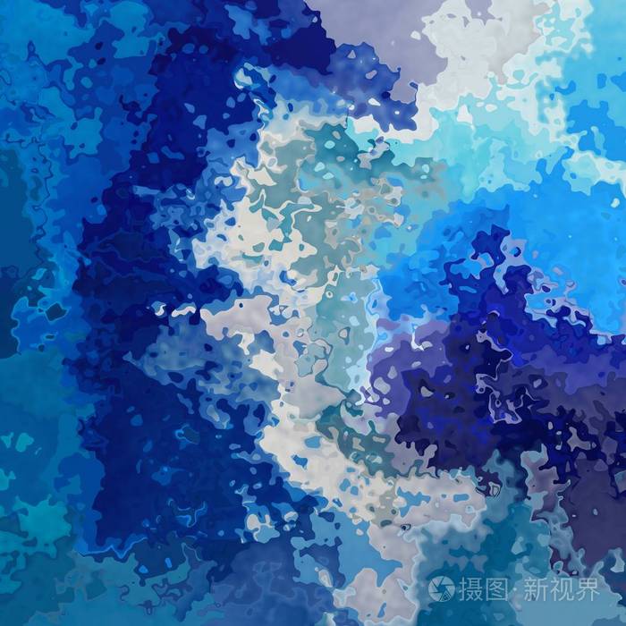 抽象染色图案纹理正方形背景皇家中等蓝宝石天空蓝色与黑色轮廓-现代