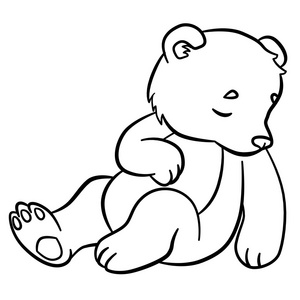着色页。野生动物。小熊，可爱的小宝宝睡觉