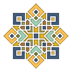 伊斯兰花纹阿拉伯式花纹图案东部,伊斯兰风格,东方彩色玻璃的小品文.