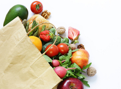 购物包装有机产品水果和蔬菜