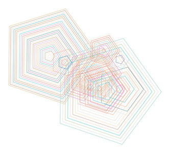 彩色抽象五边形几何图案生成艺术背景。矢量插图图形