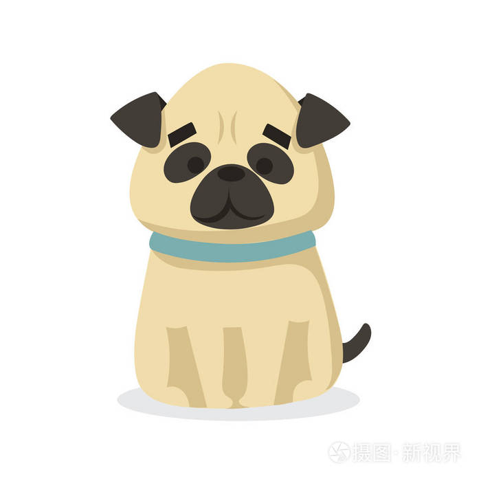 在白色背景下被隔离的卡通哈巴狗狗