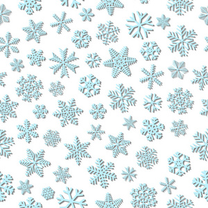 圣诞雪花无缝图案, 白色背景浅蓝色