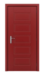 红色的门被隔离在白色背景上。3d 插图