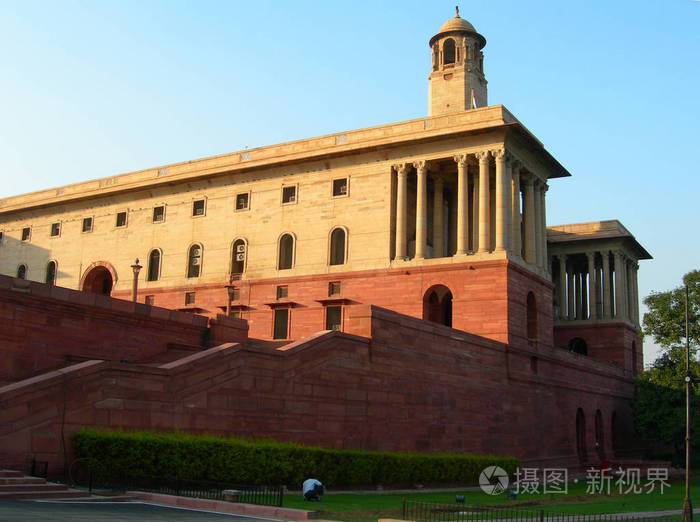 在新德里,印度议会大厦