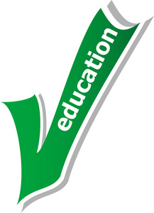 教育字绿色检查标志符号和图标批准