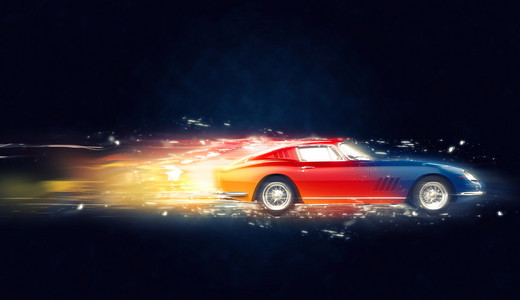 多彩的老式汽车-抽象的 3d 图照片