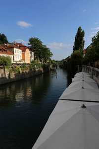 Ljubljanica 河流经斯洛文尼亚首都卢布尔雅那中心。