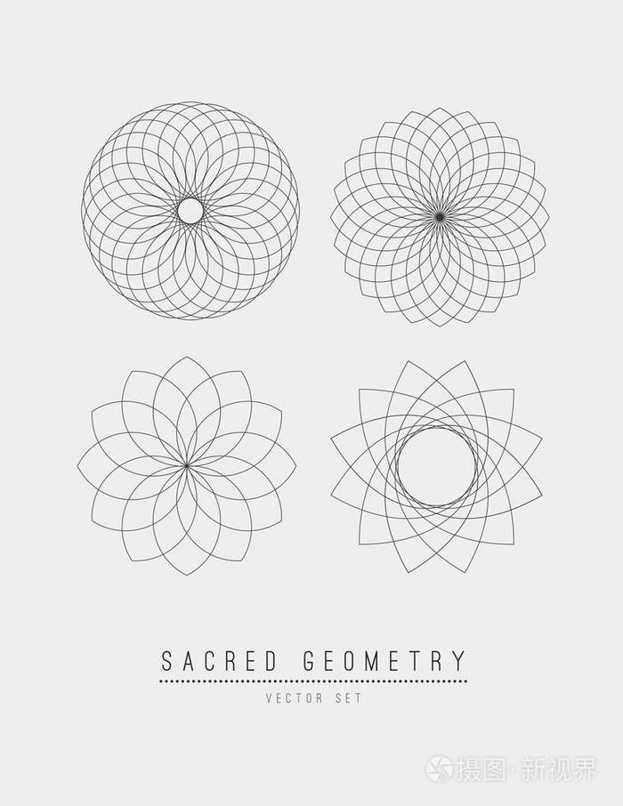 神圣几何线矢量元素生命之花.矢量插图
