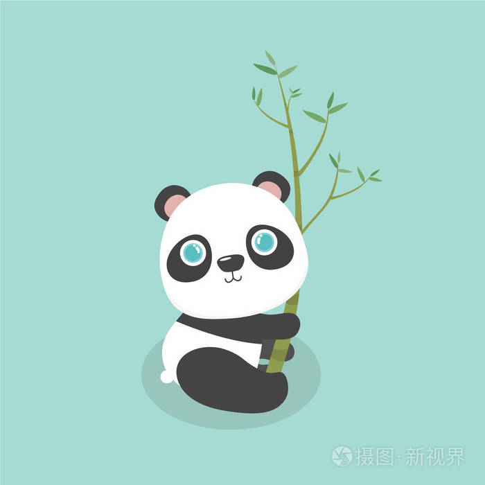 柔和背景下的可爱小卡通熊猫矢量插画