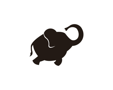 白色背景上黑色轮廓的大象.