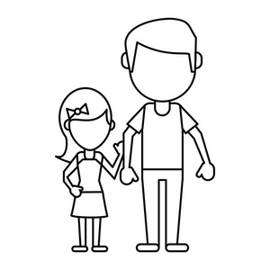 父亲和女儿牵手细线照片