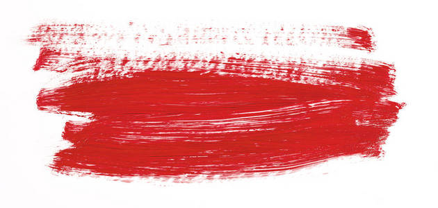 在白色背景上隔离的红色画笔描边
