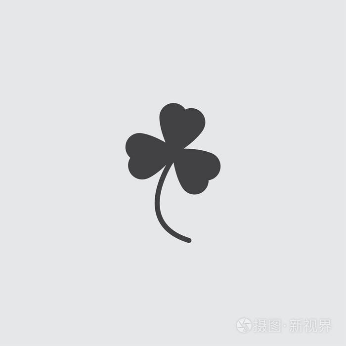 在平面设计中黑颜色的三叶草叶图标.矢量图 eps10