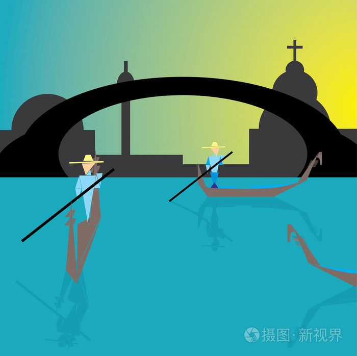 威尼斯船夫矢量插画-正版商用图片0r51gr-摄图新视界