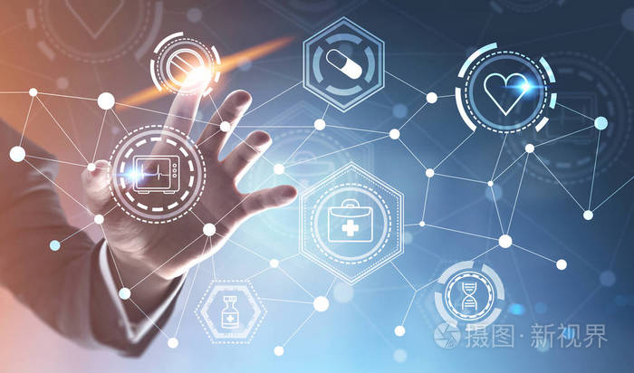 医学的未来的概念.色调图像双曝光