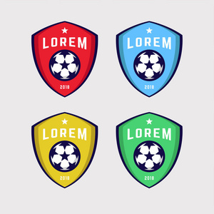 足球标志或足球俱乐部标志徽章设置。向量