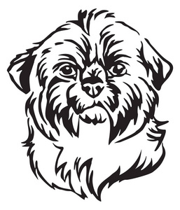 狗石慈的装饰肖像, 白色背景下的黑颜色矢量隔离插图