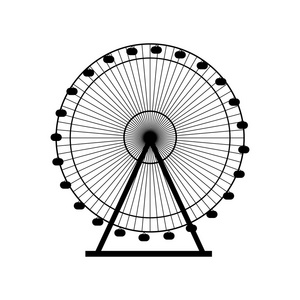 摩天轮的轮廓，圈。嘉年华。游乐场背景。旋转木马，议案。矢量图